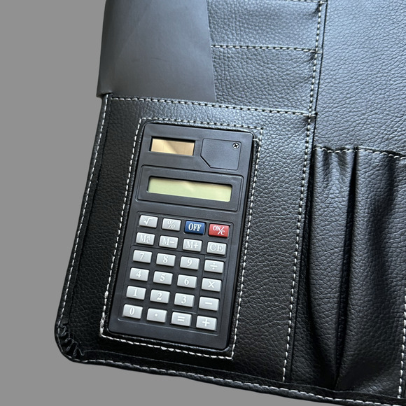 Samsonite Business Black Leather Portfolio w/ Pad & Calculator NWT ✨ - Picture 4 of 6